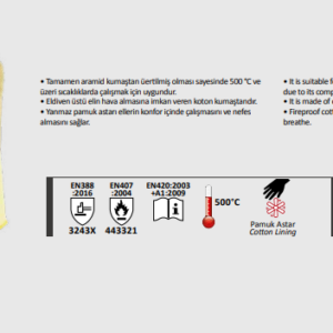 Yüksek ısı dirençli eldiven ( 500 derece)